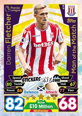 Figurina Darren Fletcher - English Premier League 2017-2018. Match Attax - Topps