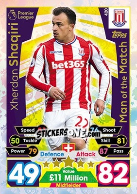 Sticker Xherdan Shaqiri - English Premier League 2017-2018. Match Attax n. 420 - Topps