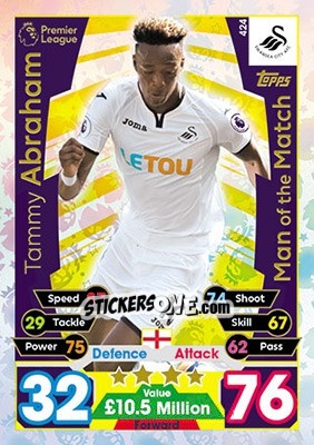 Sticker Tammy Abraham - English Premier League 2017-2018. Match Attax n. 424 - Topps