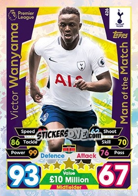 Sticker Victor Wanyama - English Premier League 2017-2018. Match Attax - Topps