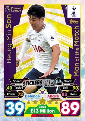 Sticker Heung-Min Son - English Premier League 2017-2018. Match Attax - Topps