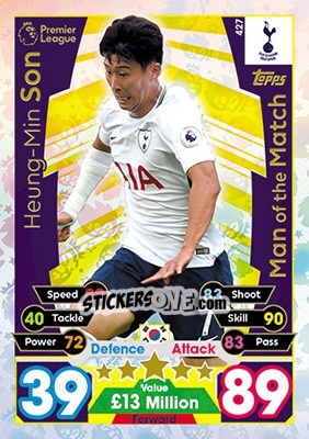 Sticker Heung-Min Son - English Premier League 2017-2018. Match Attax n. 427 - Topps