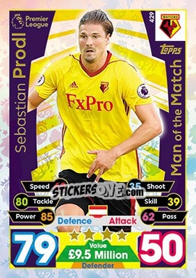 Sticker Sebastian Prodl - English Premier League 2017-2018. Match Attax - Topps