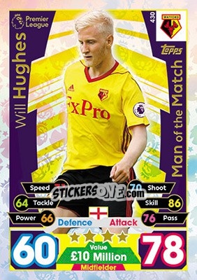 Figurina Will Hughes - English Premier League 2017-2018. Match Attax - Topps