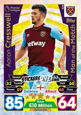 Sticker Aaron Cresswell - English Premier League 2017-2018. Match Attax - Topps