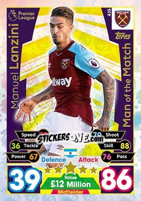 Sticker Manuel Lanzini - English Premier League 2017-2018. Match Attax - Topps