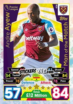 Sticker Andre Ayew - English Premier League 2017-2018. Match Attax - Topps