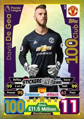 Sticker David de Gea - English Premier League 2017-2018. Match Attax n. 437 - Topps