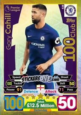 Sticker Gary Cahill - English Premier League 2017-2018. Match Attax n. 438 - Topps