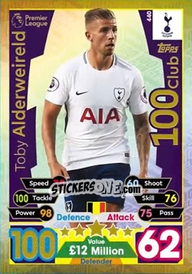 Sticker Toby Alderweireld - English Premier League 2017-2018. Match Attax - Topps