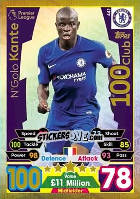 Sticker N'Golo Kante - English Premier League 2017-2018. Match Attax n. 441 - Topps
