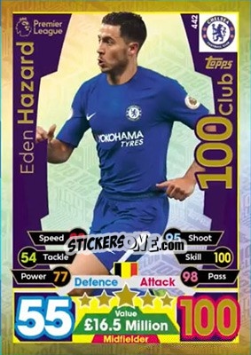 Sticker Eden Hazard - English Premier League 2017-2018. Match Attax n. 442 - Topps