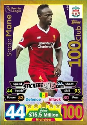 Sticker Sadio Mane - English Premier League 2017-2018. Match Attax n. 444 - Topps