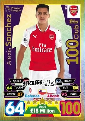Sticker Alexis Sanchez - English Premier League 2017-2018. Match Attax - Topps