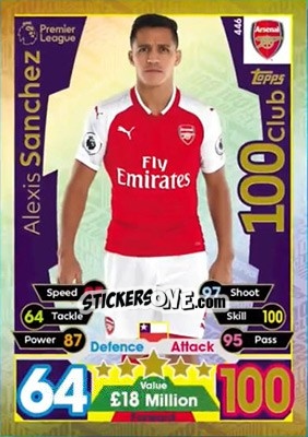 Sticker Alexis Sanchez - English Premier League 2017-2018. Match Attax n. 446 - Topps