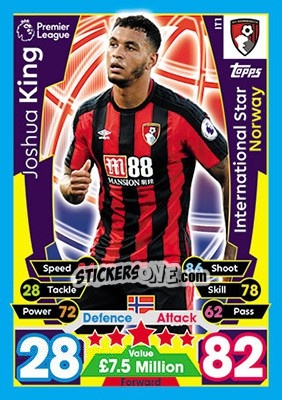 Sticker Joshua King - English Premier League 2017-2018. Match Attax - Topps