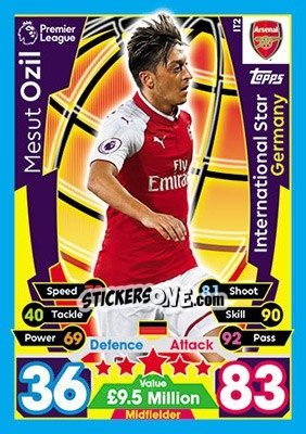 Sticker Mesut Ozil - English Premier League 2017-2018. Match Attax n. IT2 - Topps