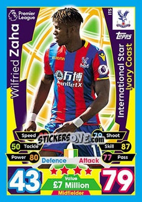 Cromo Wlifried Zaha - English Premier League 2017-2018. Match Attax - Topps