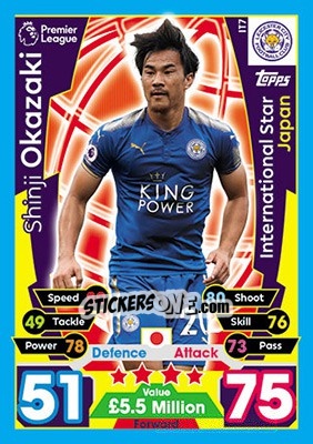 Sticker Shinji Okazaki - English Premier League 2017-2018. Match Attax - Topps