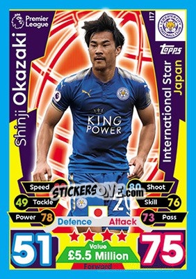 Sticker Shinji Okazaki - English Premier League 2017-2018. Match Attax n. IT7 - Topps