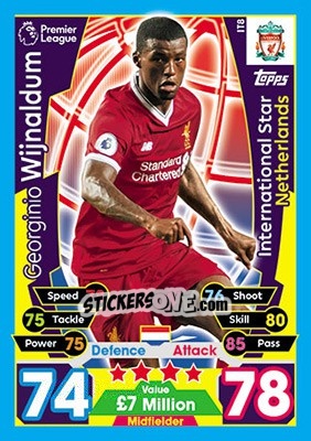 Sticker Georginio Wijnaldum - English Premier League 2017-2018. Match Attax n. IT8 - Topps