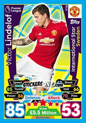 Sticker Victor Lindelof - English Premier League 2017-2018. Match Attax n. IT10 - Topps