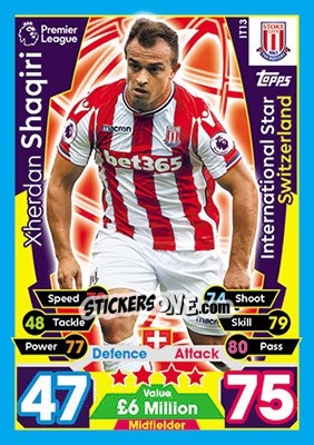 Sticker Xherdan Shaqiri - English Premier League 2017-2018. Match Attax n. IT13 - Topps