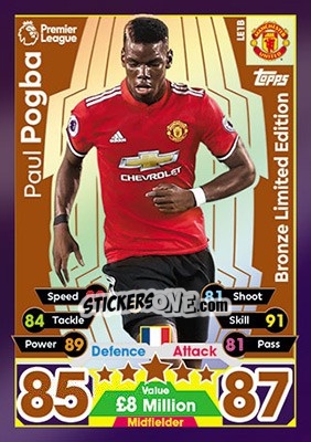 Sticker Paul Pogba - English Premier League 2017-2018. Match Attax n. LE1B - Topps
