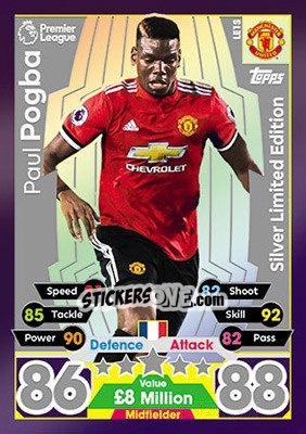 Sticker Paul Pogba - English Premier League 2017-2018. Match Attax n. LE1S - Topps