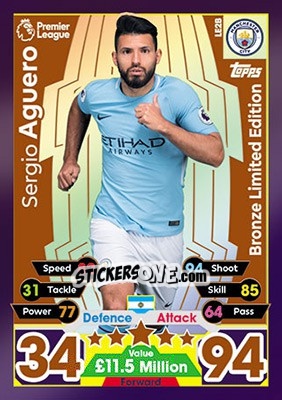 Sticker Sergio Aguero - English Premier League 2017-2018. Match Attax n. LE2B - Topps