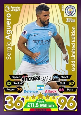 Sticker Sergio Aguero - English Premier League 2017-2018. Match Attax n. LE2G - Topps