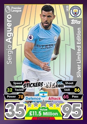 Sticker Sergio Aguero - English Premier League 2017-2018. Match Attax n. LE2S - Topps