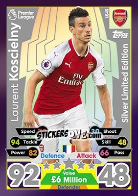 Sticker Laurent Koscielny - English Premier League 2017-2018. Match Attax - Topps
