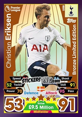 Sticker Christian Eriksen - English Premier League 2017-2018. Match Attax n. LE5B - Topps