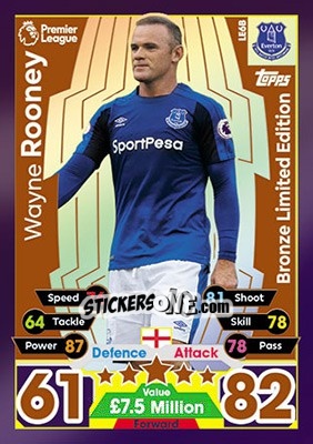 Sticker Wayne Rooney - English Premier League 2017-2018. Match Attax n. LE6B - Topps