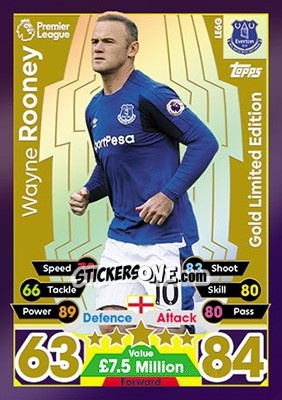 Sticker Wayne Rooney - English Premier League 2017-2018. Match Attax n. LE6G - Topps