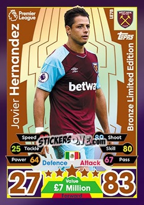 Sticker Javier Hernandez - English Premier League 2017-2018. Match Attax n. LE7B - Topps