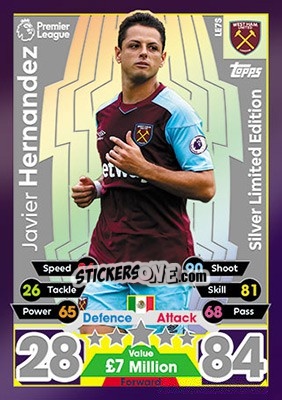 Sticker Javier Hernandez - English Premier League 2017-2018. Match Attax n. LE7S - Topps
