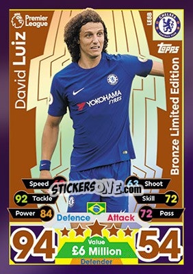 Sticker David Luiz - English Premier League 2017-2018. Match Attax n. LE8B - Topps