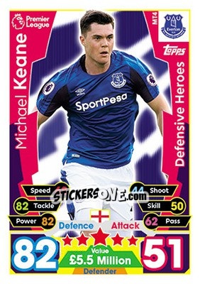 Sticker Michael Keane - English Premier League 2017-2018. Match Attax - Topps