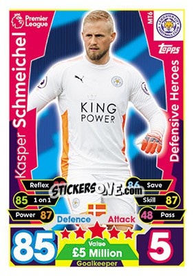 Sticker Kasper Schmeichel - English Premier League 2017-2018. Match Attax n. MT6 - Topps