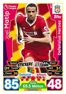 Sticker Joel Matip - English Premier League 2017-2018. Match Attax - Topps