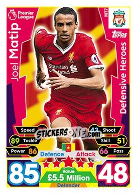 Sticker Joel Matip - English Premier League 2017-2018. Match Attax n. MT7 - Topps