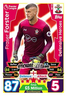 Cromo Fraser Forster - English Premier League 2017-2018. Match Attax - Topps