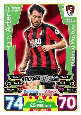 Sticker Harry Arter - English Premier League 2017-2018. Match Attax - Topps