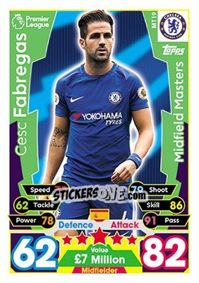 Sticker Cesc Fabregas - English Premier League 2017-2018. Match Attax - Topps