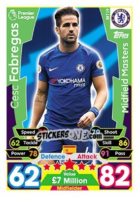 Sticker Cesc Fabregas - English Premier League 2017-2018. Match Attax n. MT19 - Topps