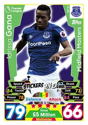 Sticker Idrissa Gueye - English Premier League 2017-2018. Match Attax n. MT21 - Topps