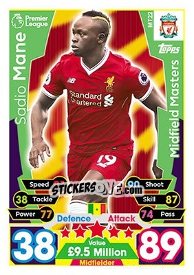 Figurina Sadio Mane - English Premier League 2017-2018. Match Attax - Topps