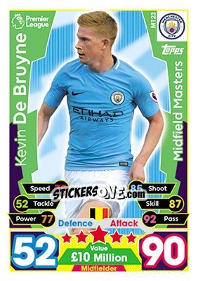 Sticker Kevin De Bruyne - English Premier League 2017-2018. Match Attax n. MT23 - Topps